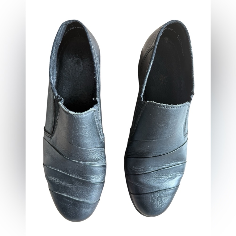 Rieker Antistress Black Leather Heels Women's US9/UK7 Comfort Casual Slip On